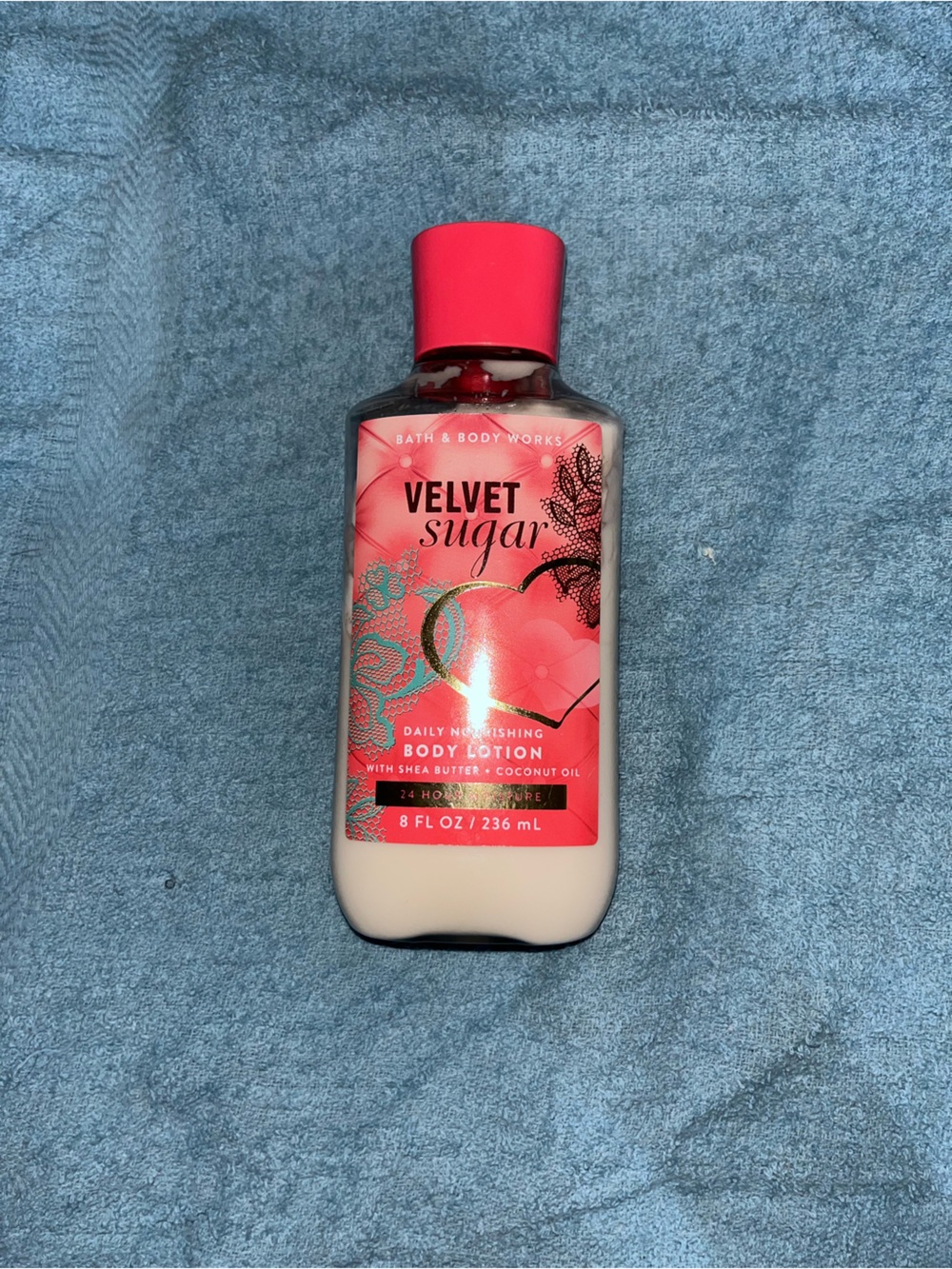 Bath & Body Works Velvet Sugar Lotion - Bright Pink Bottle with Decorative Label
